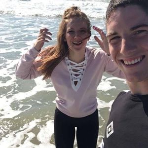 Pink lace up sweater